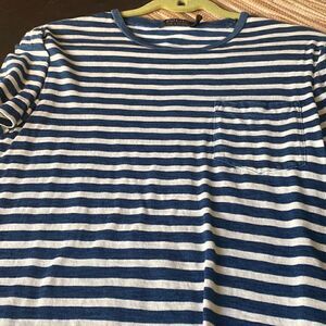 EUC navy and wht stripe with a chest pocket size S